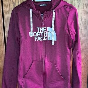 North Face front zip hoodie. Size M in burgundy.